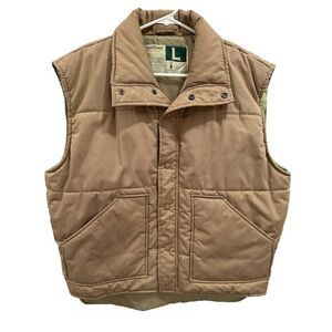 Vintage Brown Puffer Vest Men's Size L Quilted Snap Closure‎ SI57